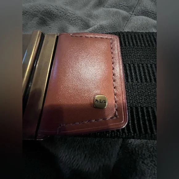 Ralph Lauren Black Stretch Belt 2.5” Wide with Antique Brass Hardware - Picture 4 of 8